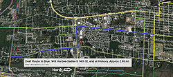 map of new trail concept from Amelia Island Parkway to Hickory St