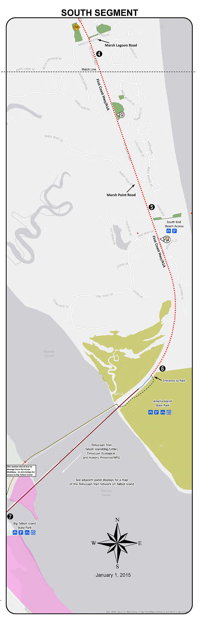 map of Amelia Island Trail that is displayed at Peters Point kiosk